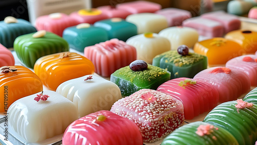 Colorful assorted Japanese sweets