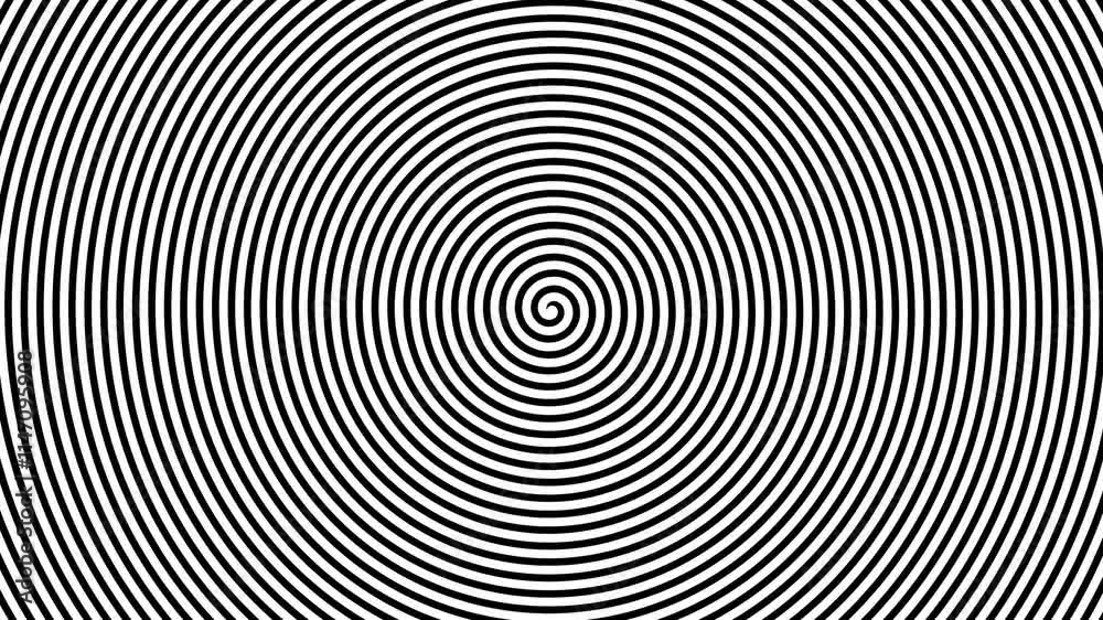 Black and white spiral turning in a loop. Concept: Backgrounds, art, textures, pattern.