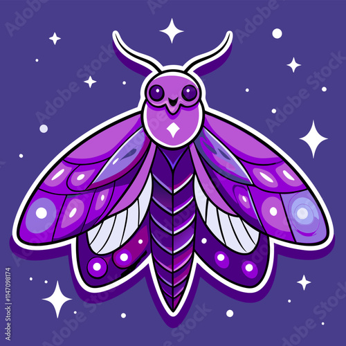 Purple Moth Illustration: Vector Graphic, Fantasy Art, Whimsical Design.