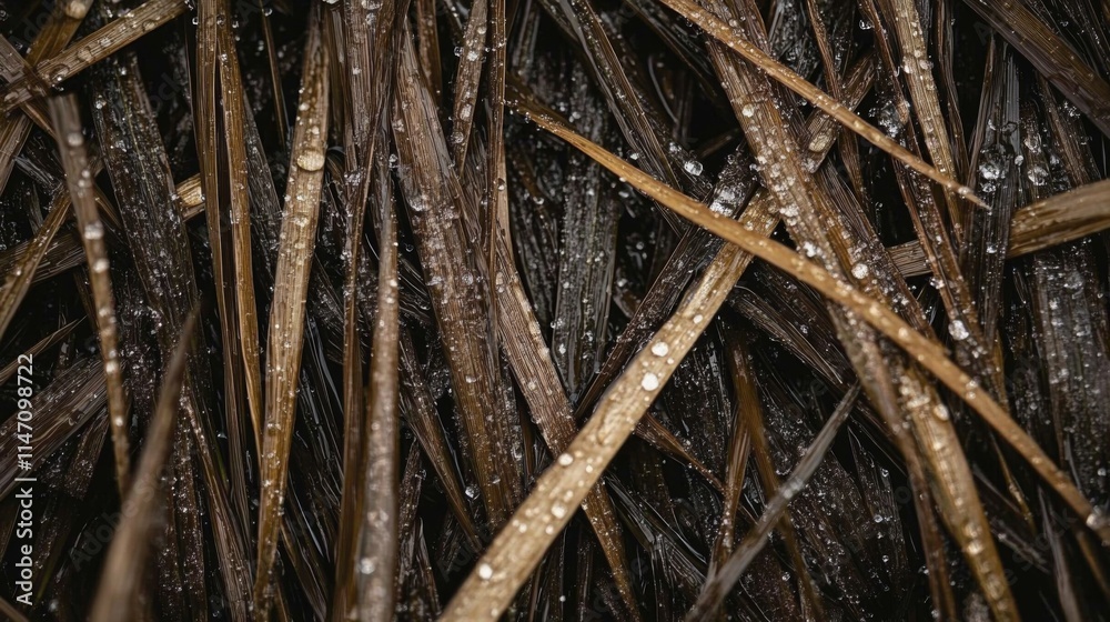 Dew Covered Blades Of Dried Grass Dew Covered Blades Of Dried Grass