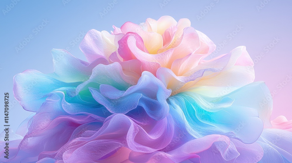 Obraz premium Pastel rainbow flower, abstract floral design.