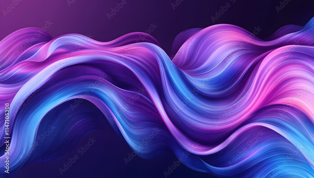 Naklejka premium Vibrant Abstract Waves in Gradient Neon Colors on Dark Background