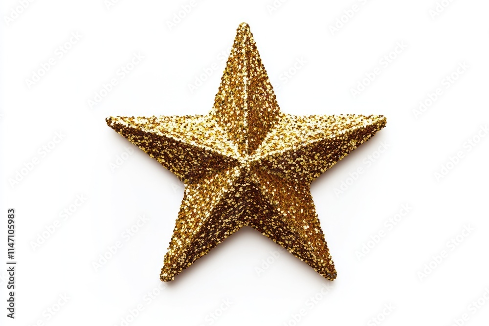 Golden Christmas star glitter sticker on white background. Golden Christmas star glitter sticker on white background.
