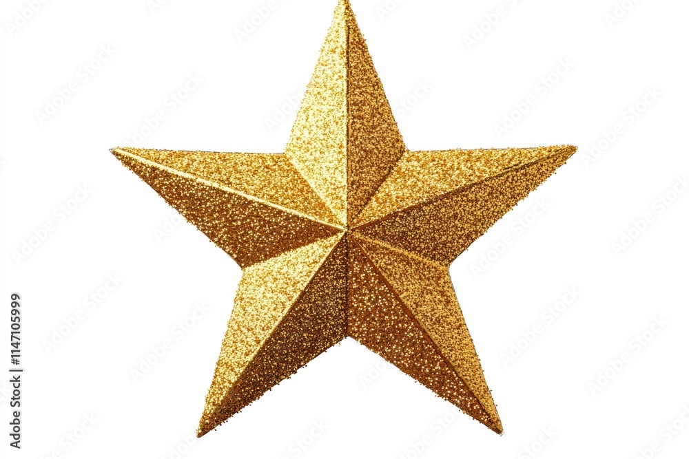 Golden Christmas star glitter sticker on white background. Golden Christmas star glitter sticker on white background.