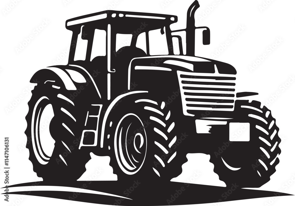 Obraz premium black and white tractor logo type silhouette design