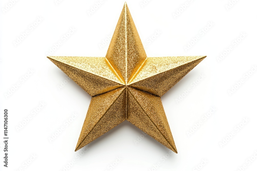 Golden Christmas Star isolated on white background top view. Golden Christmas Star isolated on white background top view.