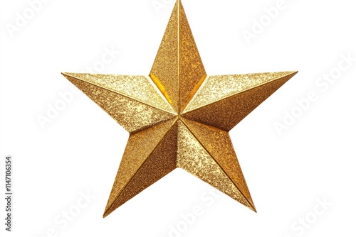 Golden Christmas Star on white background.