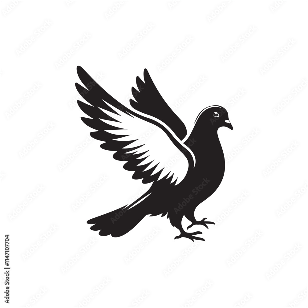 pigeon bird silhouette vector illustration, best pigeon