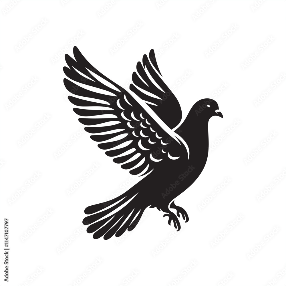 Naklejka premium pigeon bird silhouette vector illustration, best pigeon