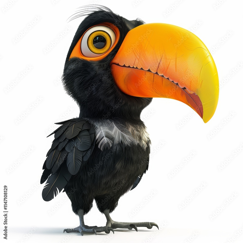 Adorable 3D Render of a Cartoon Toucan isolated on white background Adorable 3D Render of a Cartoon Toucan isolated on white background