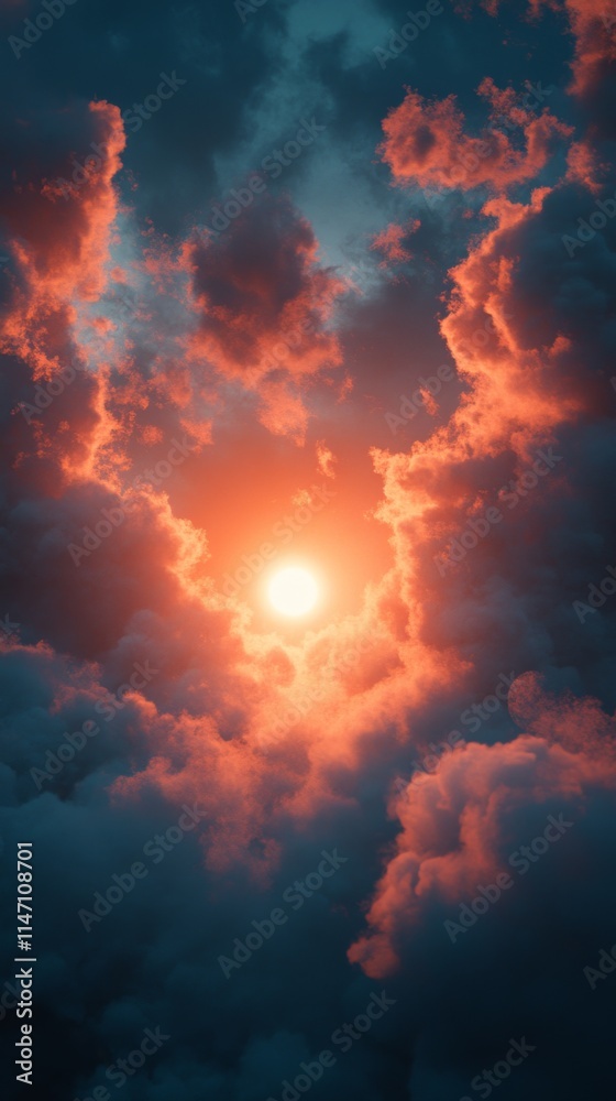 Fototapeta premium Abstract fiery explosion with red and orange tones