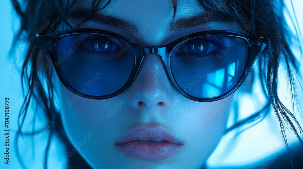 Close-up portrait of a woman wearing stylish glasses Close-up portrait of a woman wearing stylish glasses