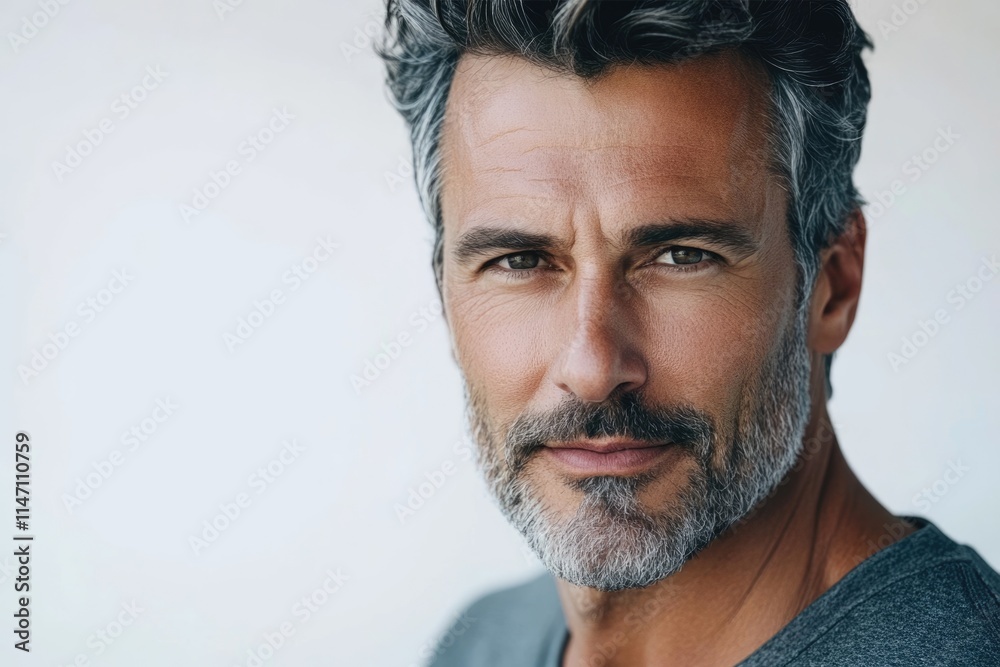 Obraz premium Middle aged man studio portrait on white background.