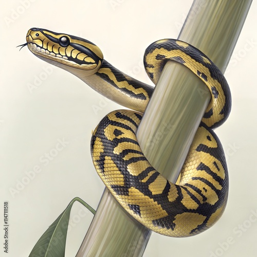 Morelia spilota variegata python, 1 year old, on pole photo