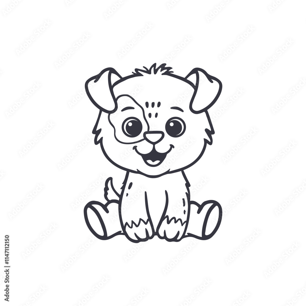 Cute cartoon puppy dog isolated on white background. Dog in doodle style. Coloring page with funny dog for kids. Vector illustration
Cute cartoon puppy dog isolated on white background. Dog in doodle style. Coloring page with funny dog for kids. Vector illustration