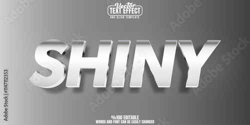 Shiny editable text effect, customizable silver and metallic 3d font style