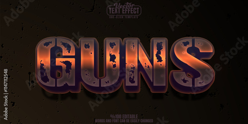 Steampunk editable text effect, customizable war and gears 3d font style