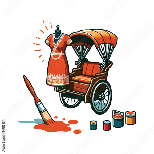 rickshaw paint vector