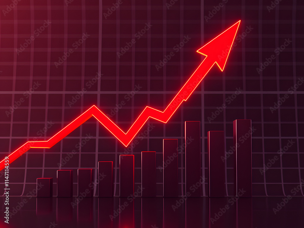 Red Hot Growth: A vibrant red arrow soars upwards on a dark, gridded background, symbolizing explosive growth and surging success. Red Hot Growth: A vibrant red arrow soars upwards on a dark, gridded background, symbolizing explosive growth and surging success.