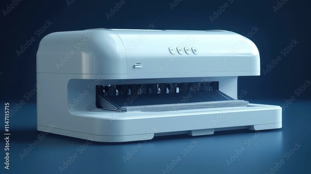 Common Office Supplies Paper shredder Device for cutting paper into thin strips for disposal Isolated solo on plain background Common Office Supplies Paper shredder Device for cutting paper into thin strips for disposal Isolated solo on plain background