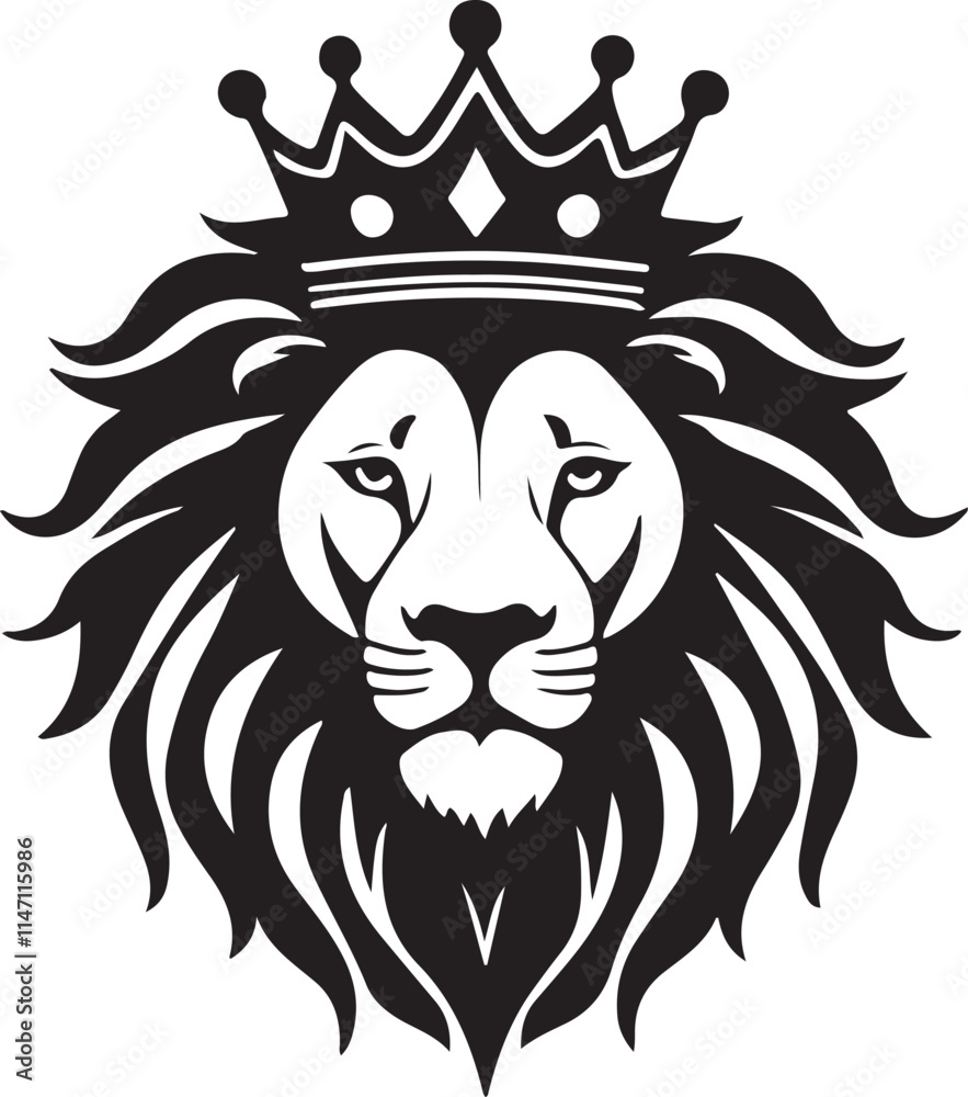 Obraz premium Black and white lion head logo type silhouette design