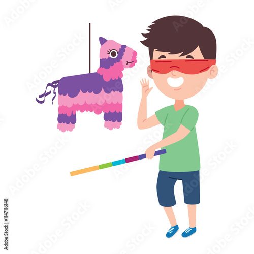 children hitting pinata birthday party