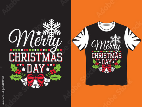 A Simple T-Shirt Design Of Merry Christmas Day.