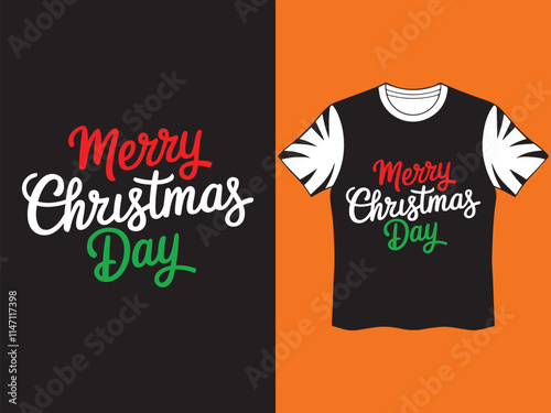 A Simple T-Shirt Design Of Merry Christmas Day.