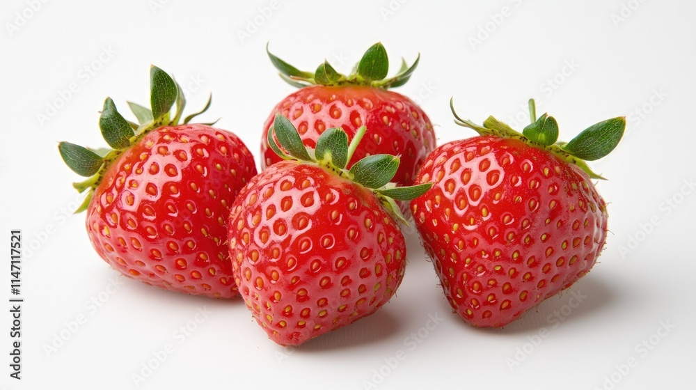 Four ripe red strawberries on white background. Four ripe red strawberries on white background.