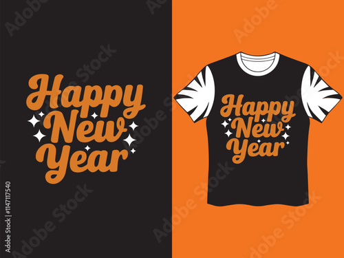 Typography T-Shirt of Happy New year.