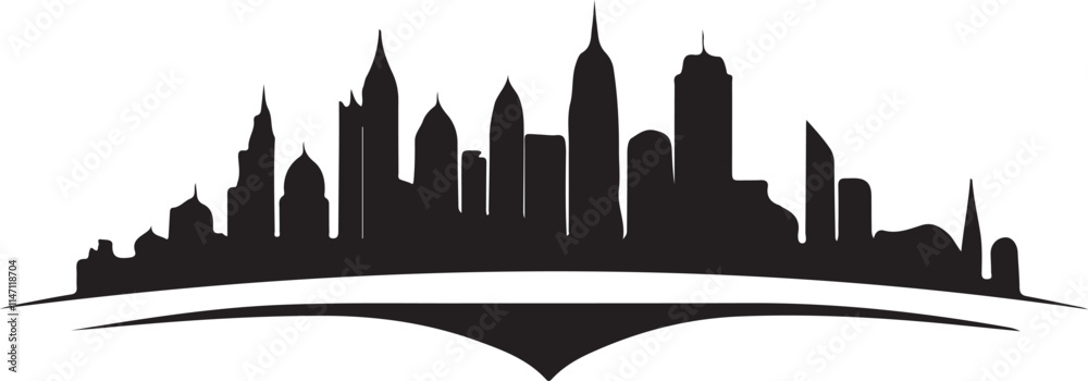 Obraz premium Black and white skyline logo type silhouette design