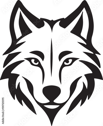 Black and white wolf head logo type silhouette design photo