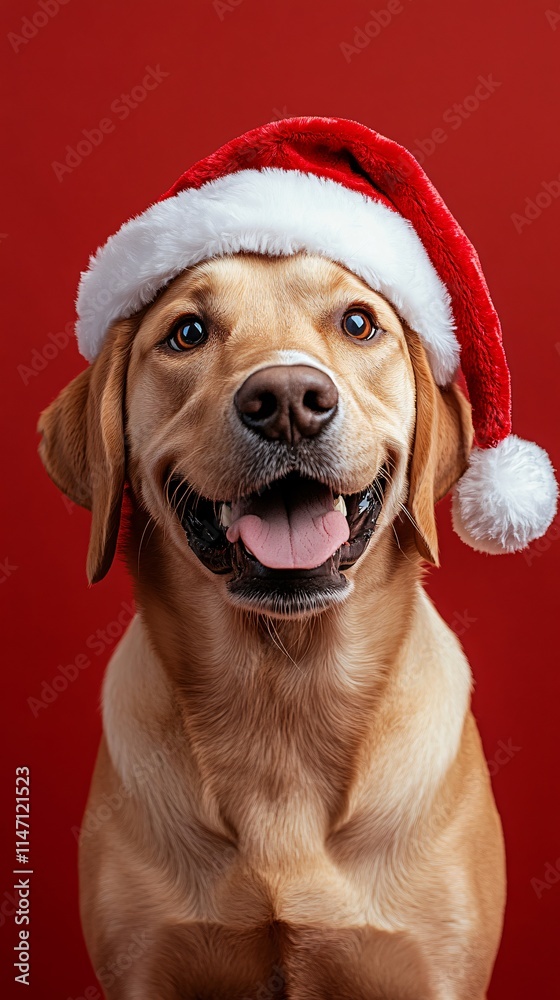 Labrador dog in a santa hat on isolated background Labrador dog in a santa hat on isolated background