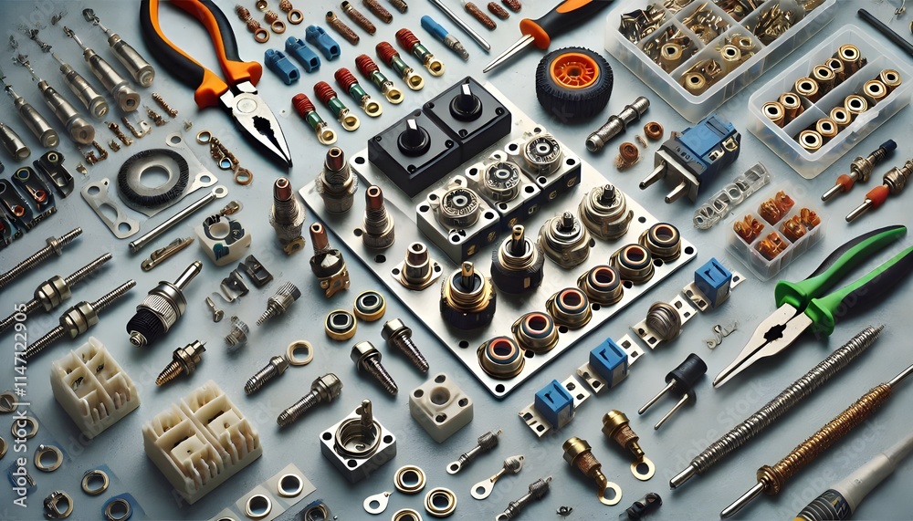 Fototapeta premium Electrical Enigma: A Puzzle of Components