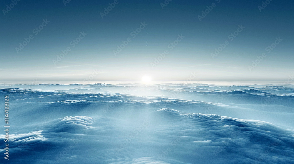 Vast ocean of clouds illuminated by the rising sun at dawn Vast ocean of clouds illuminated by the rising sun at dawn