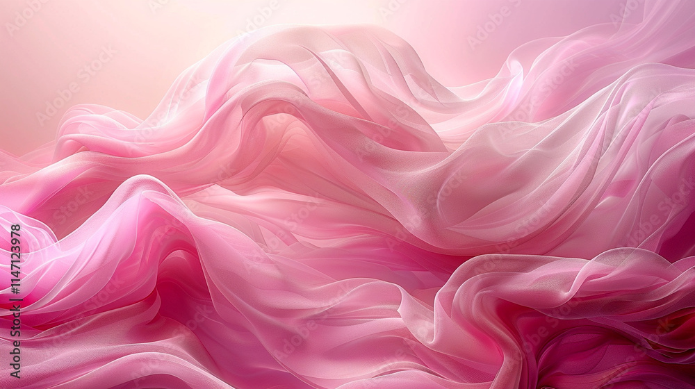 Fototapeta premium Soft pink fabric flowing gently in warm ambient light