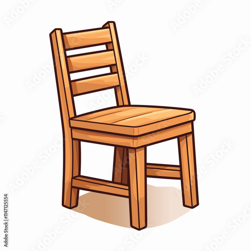 Wooden chair isolated on white, logo icon template, vector illustration