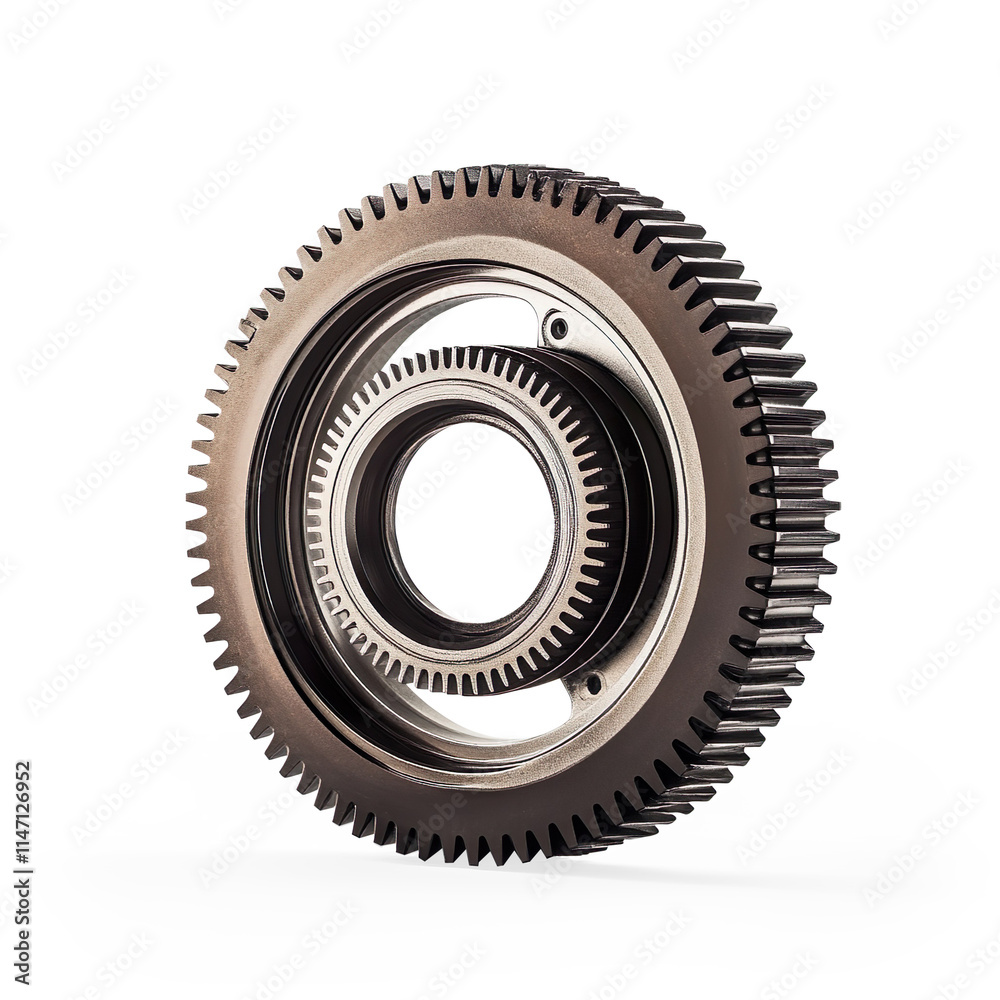 Complex Metallic Gear Mechanism on a Transparent Background Complex Metallic Gear Mechanism on a Transparent Background