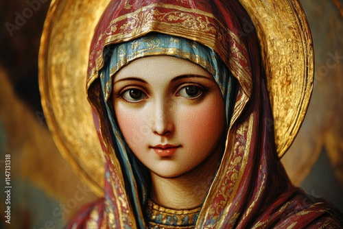 St. Maria grace - a serene depiction of devotion, capturing the essence of compassion, faith, and reverence, highlighting her role as a symbol of peace, hope, and spiritual guidance for believers. photo