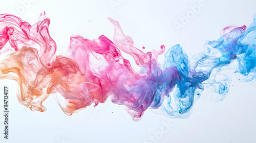 Abstract watercolor art with colorful splashes of blue, pink, and liquid texture photo