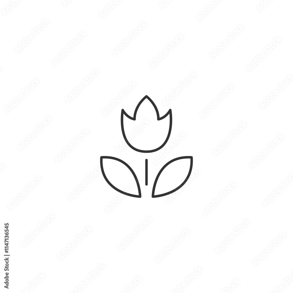 Minimalist outline of a single tulip blossom with clean lines Minimalist outline of a single tulip blossom with clean lines