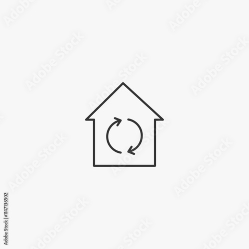 Sustainable home with recycling arrows: eco-friendly living concept