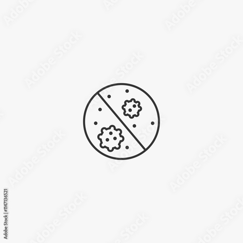 Minimalist germ and virus line icon representing cleanliness and hygiene concepts