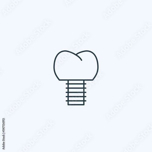 Minimal tooth implant icon: modern dental care and medicine design