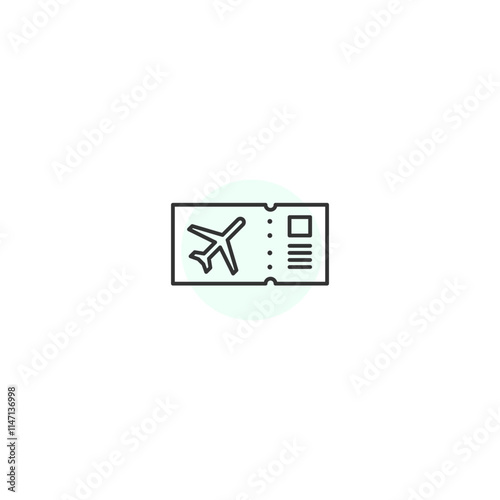 Minimalist airline ticket icon on white background