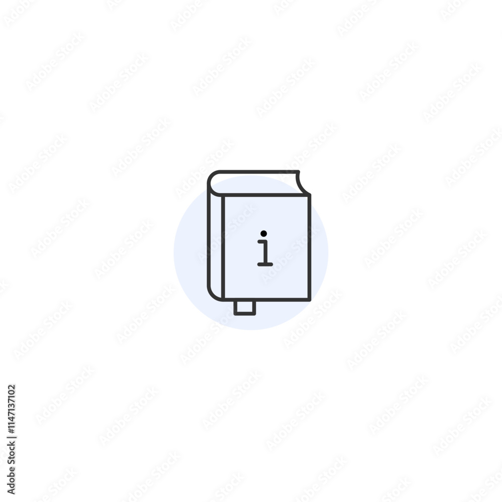 Simple minimalist icon of information book on white background Simple minimalist icon of information book on white background