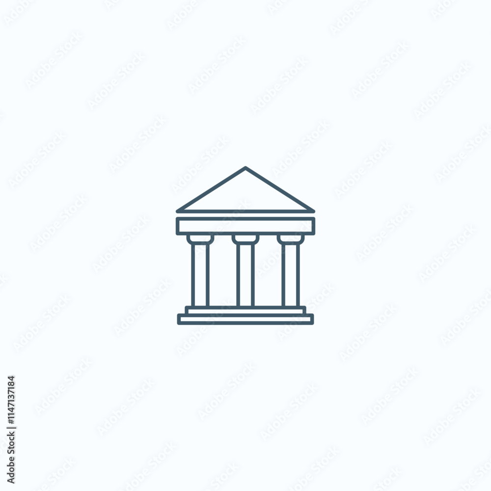 Simple minimalist icon of a greek temple with pillars on light background Simple minimalist icon of a greek temple with pillars on light background