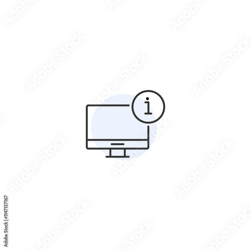 Minimalistic computer icon with information symbol