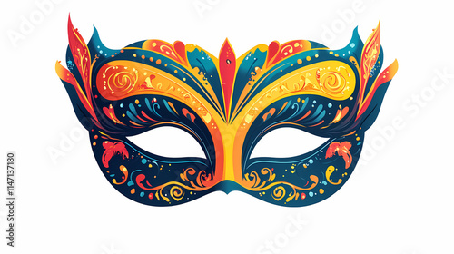 Black vector illustration of a venetian carnival mask isolated on a white background. venetian carnival. illustration. Venetian. Illustration