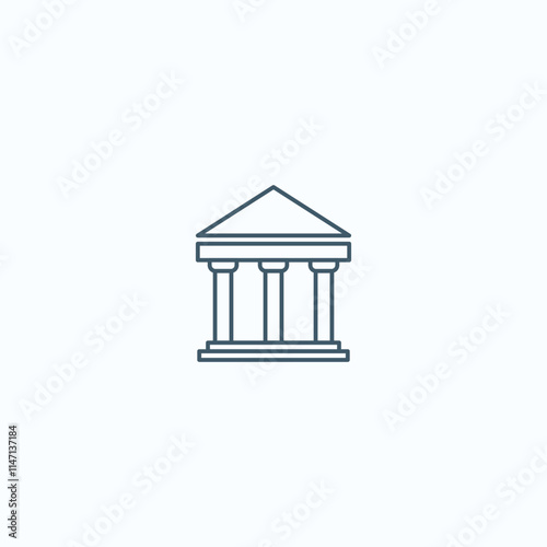 Simple minimalist icon of a greek temple with pillars on light background